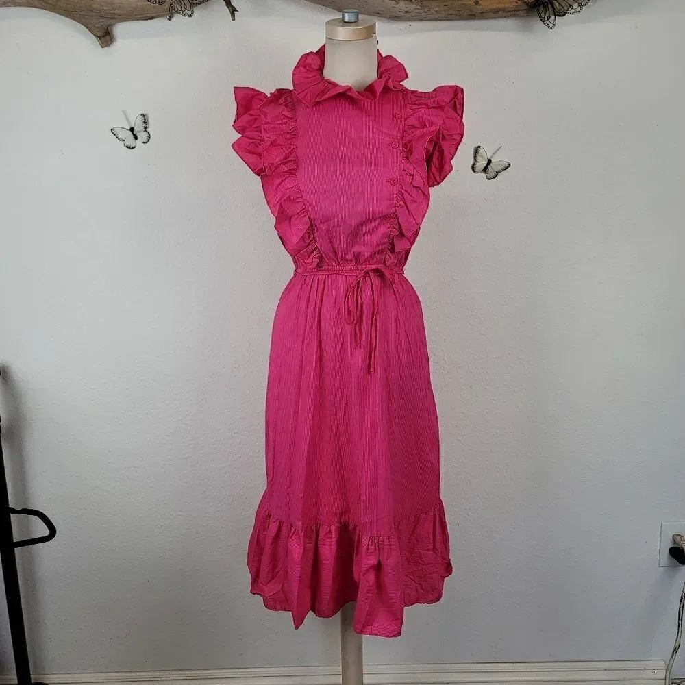 Vintage pumpernickel California pink pinafore dress